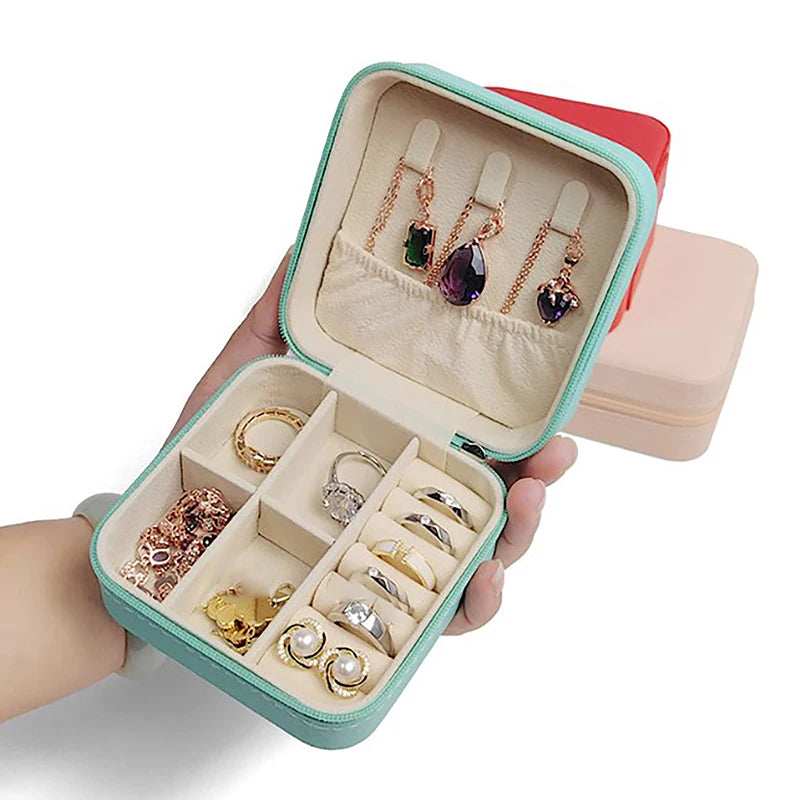 Portable Travel Display Jewelry Case Boxes Earring Ring Display Organizer Box Necklace Ring Portable Jewelry Box Gift For Girl