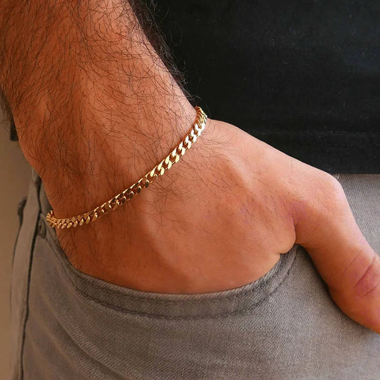 Chain Bracelet for Men, Stainless Steel Cuban Link Chain Wristband Classic Male Jewelry