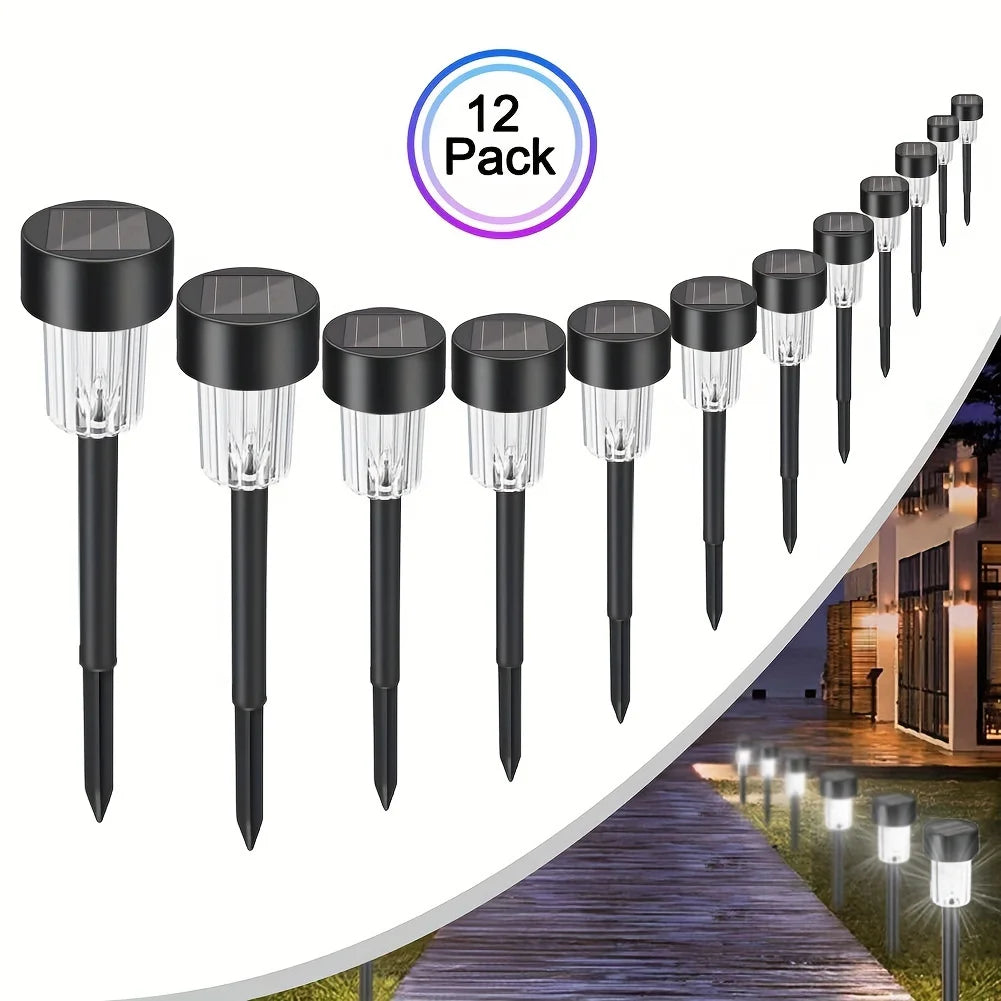 12 Pack Solar Outdoor Lights Garden Lamp Solar Powered Waterproof Landscape Path Outdoor for Yard Backyard Lawn Patio Decorative