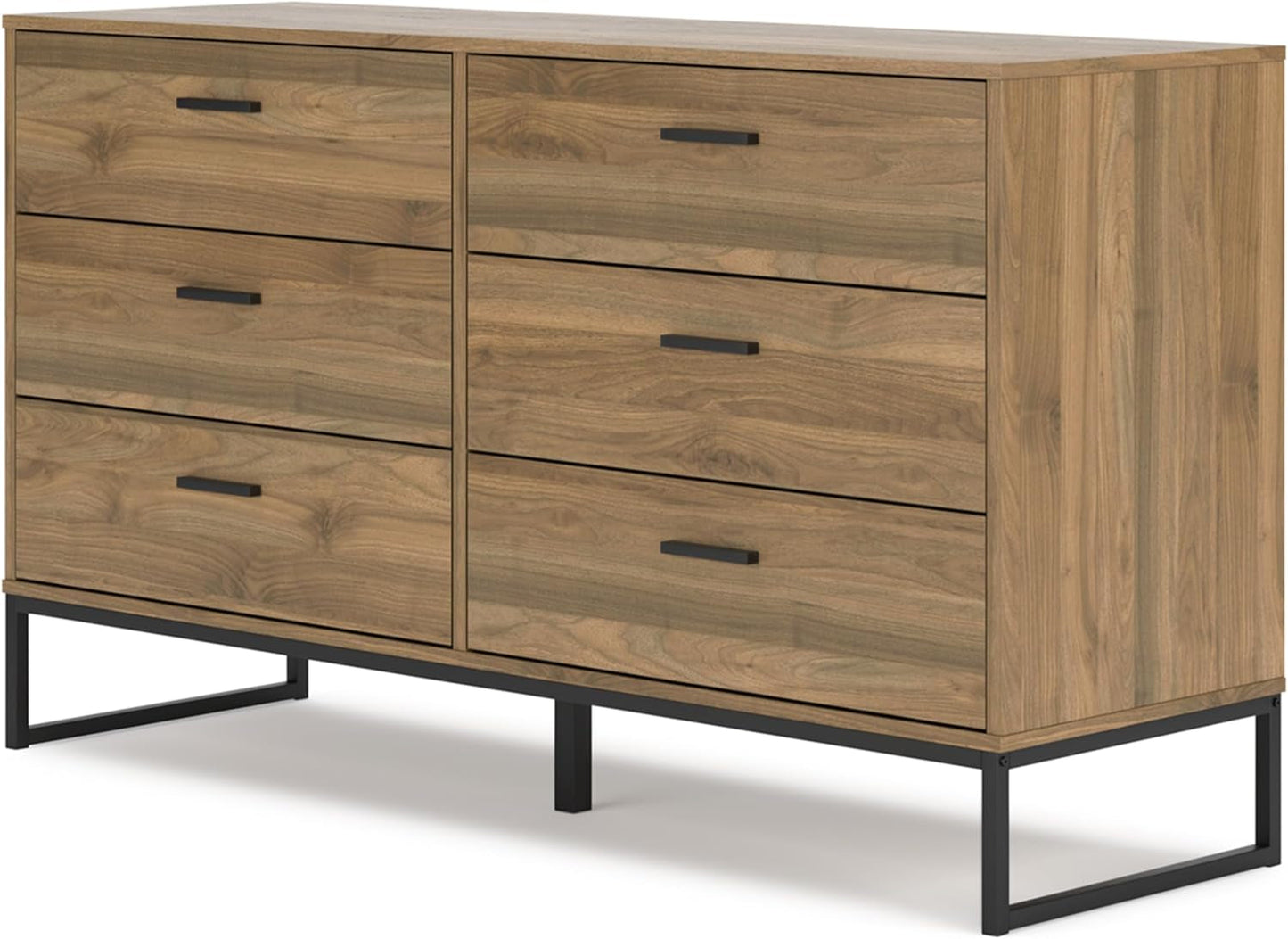 Deanlow Mid-Century Modern 6 Drawer Dresser with Safety Stop for