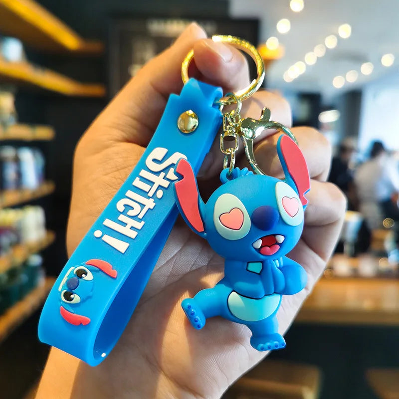 New Anime Disney Keychain Cartoon Mickey Mouse Minnie Lilo & Stitch Cute Doll Keyring Ornament Key Chain Pendant Kids Toys Gifts