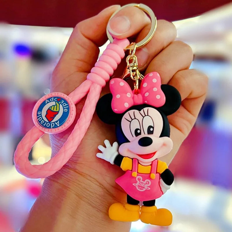 New Anime Disney Keychain Cartoon Mickey Mouse Minnie Lilo & Stitch Cute Doll Keyring Ornament Key Chain Pendant Kids Toys Gifts