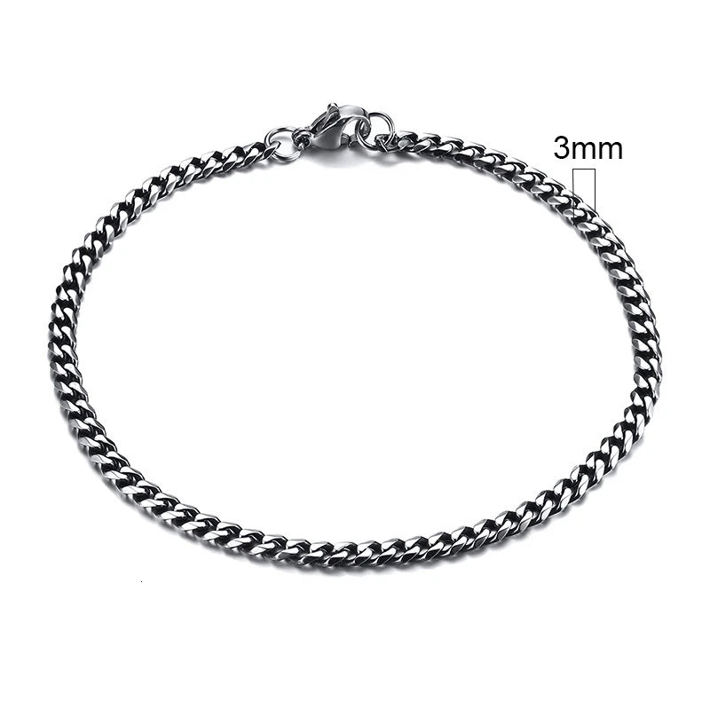 Chain Bracelet for Men, Stainless Steel Cuban Link Chain Wristband Classic Male Jewelry