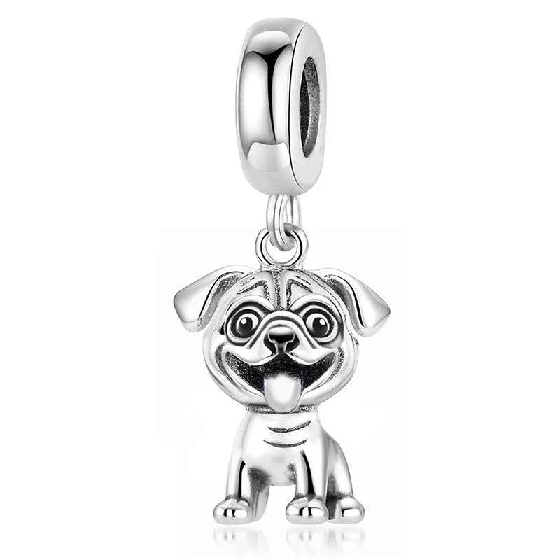 Silver Charm Beads fit Original Pan Charms Bracelet Dog  Love Avocado Flower Silver Jewelry Making DIY Gift