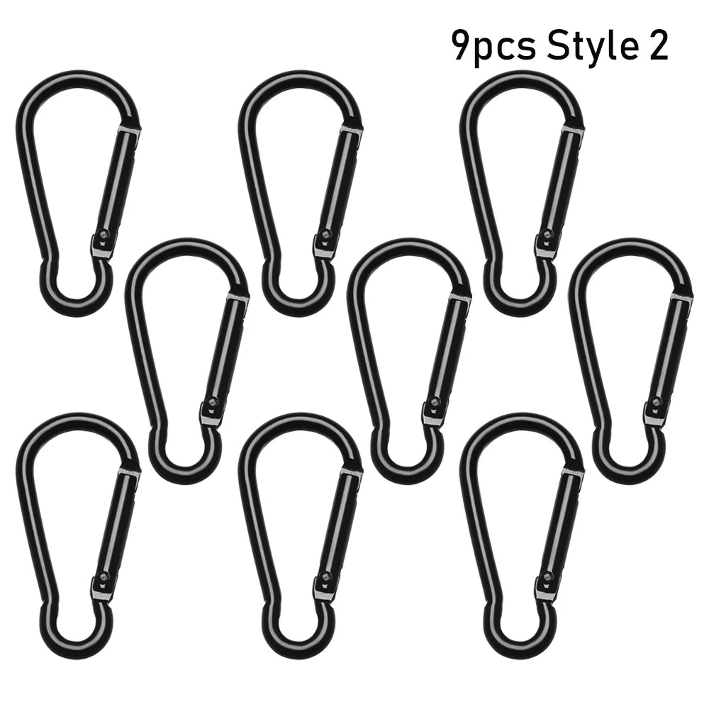 3/6/9pcs Quickdraws Climbing Camping Hiking Packback Buckles D Carabiner Snap Clip Water Bottle Hooks Keychain