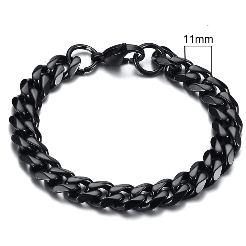 Chain Bracelet for Men, Stainless Steel Cuban Link Chain Wristband Classic Male Jewelry