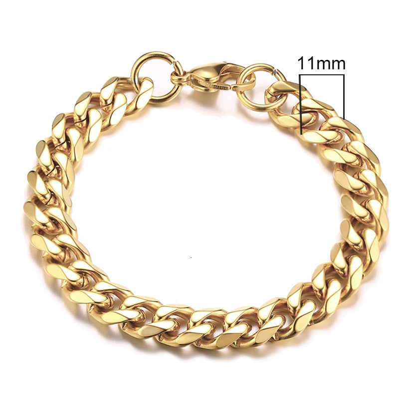 Chain Bracelet for Men, Stainless Steel Cuban Link Chain Wristband Classic Male Jewelry