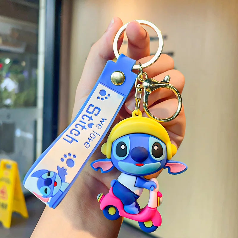 New Anime Disney Keychain Cartoon Mickey Mouse Minnie Lilo & Stitch Cute Doll Keyring Ornament Key Chain Pendant Kids Toys Gifts