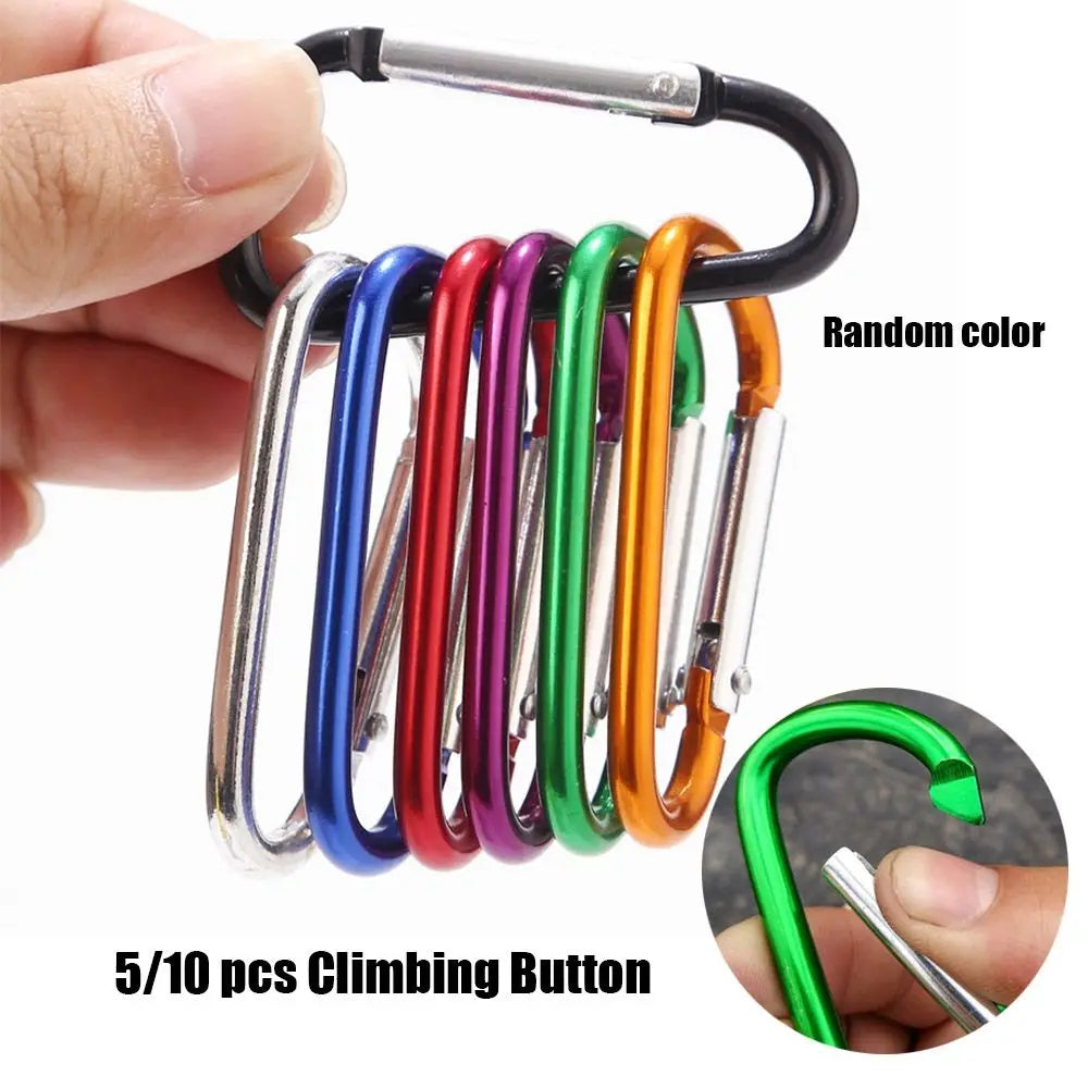 5/10pcs Random Outdoor Sports Multicolor Aluminium Safety Camping Hiking Hook Alloy Carabiner Buckle Keychain Climbing Button