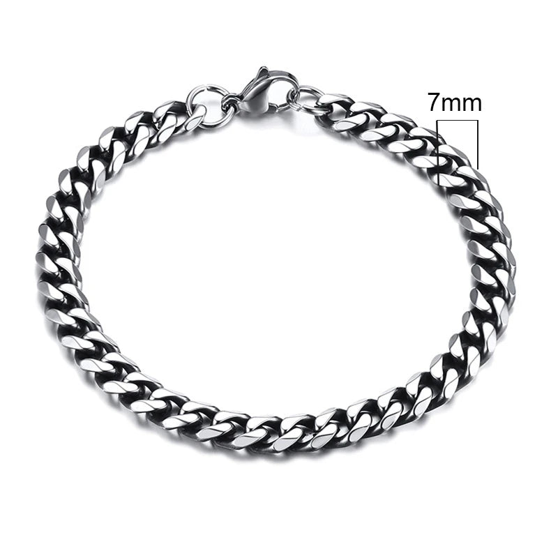 Chain Bracelet for Men, Stainless Steel Cuban Link Chain Wristband Classic Male Jewelry