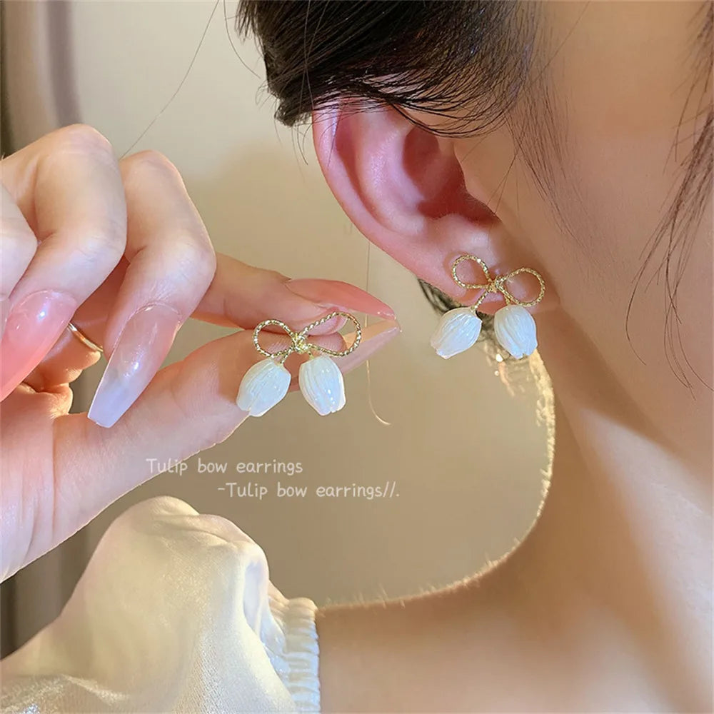 Shiny Crystal Rhinestone Pearl Earrings for Women Girl Geometry Handcrafted Micro Paved Flower Heart Stud Earring Jewelry