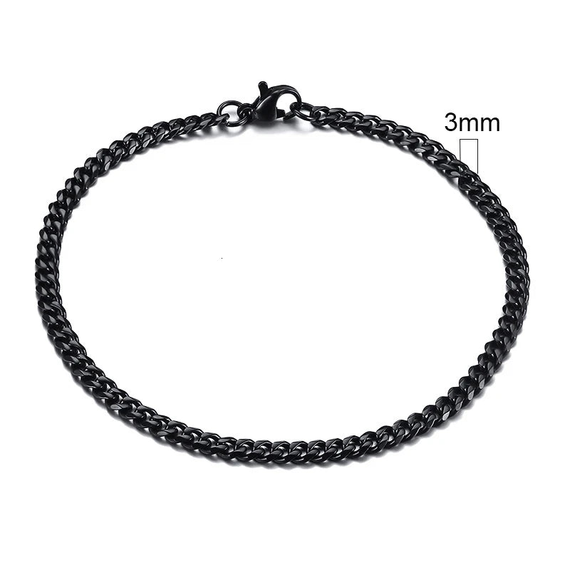 Chain Bracelet for Men, Stainless Steel Cuban Link Chain Wristband Classic Male Jewelry