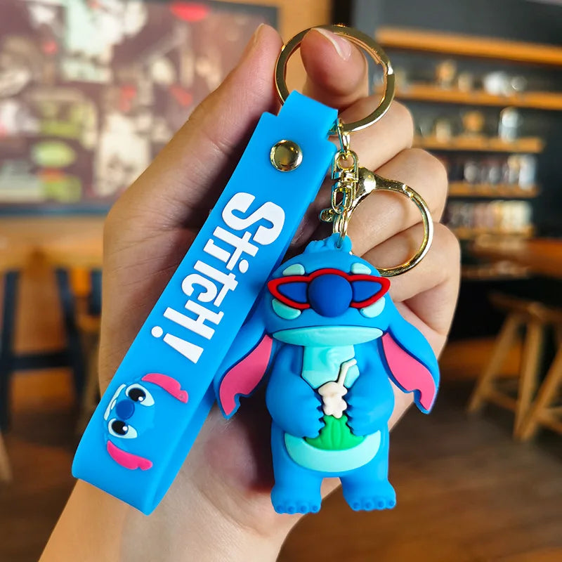 New Anime Disney Keychain Cartoon Mickey Mouse Minnie Lilo & Stitch Cute Doll Keyring Ornament Key Chain Pendant Kids Toys Gifts