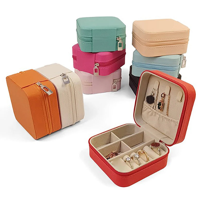 Portable Travel Display Jewelry Case Boxes Earring Ring Display Organizer Box Necklace Ring Portable Jewelry Box Gift For Girl