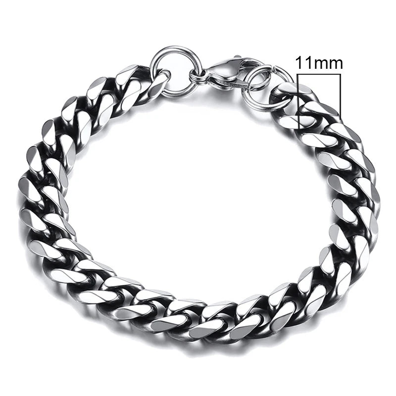 Chain Bracelet for Men, Stainless Steel Cuban Link Chain Wristband Classic Male Jewelry