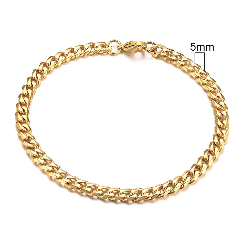 Chain Bracelet for Men, Stainless Steel Cuban Link Chain Wristband Classic Male Jewelry