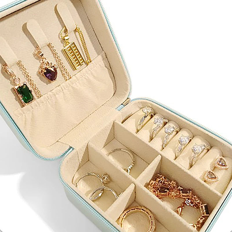 Portable Travel Display Jewelry Case Boxes Earring Ring Display Organizer Box Necklace Ring Portable Jewelry Box Gift For Girl