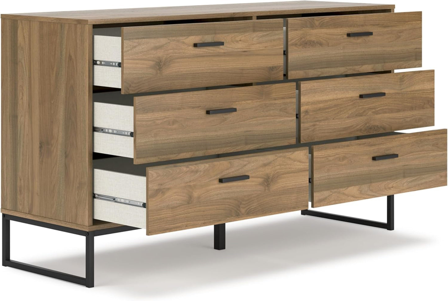 Deanlow Mid-Century Modern 6 Drawer Dresser with Safety Stop for