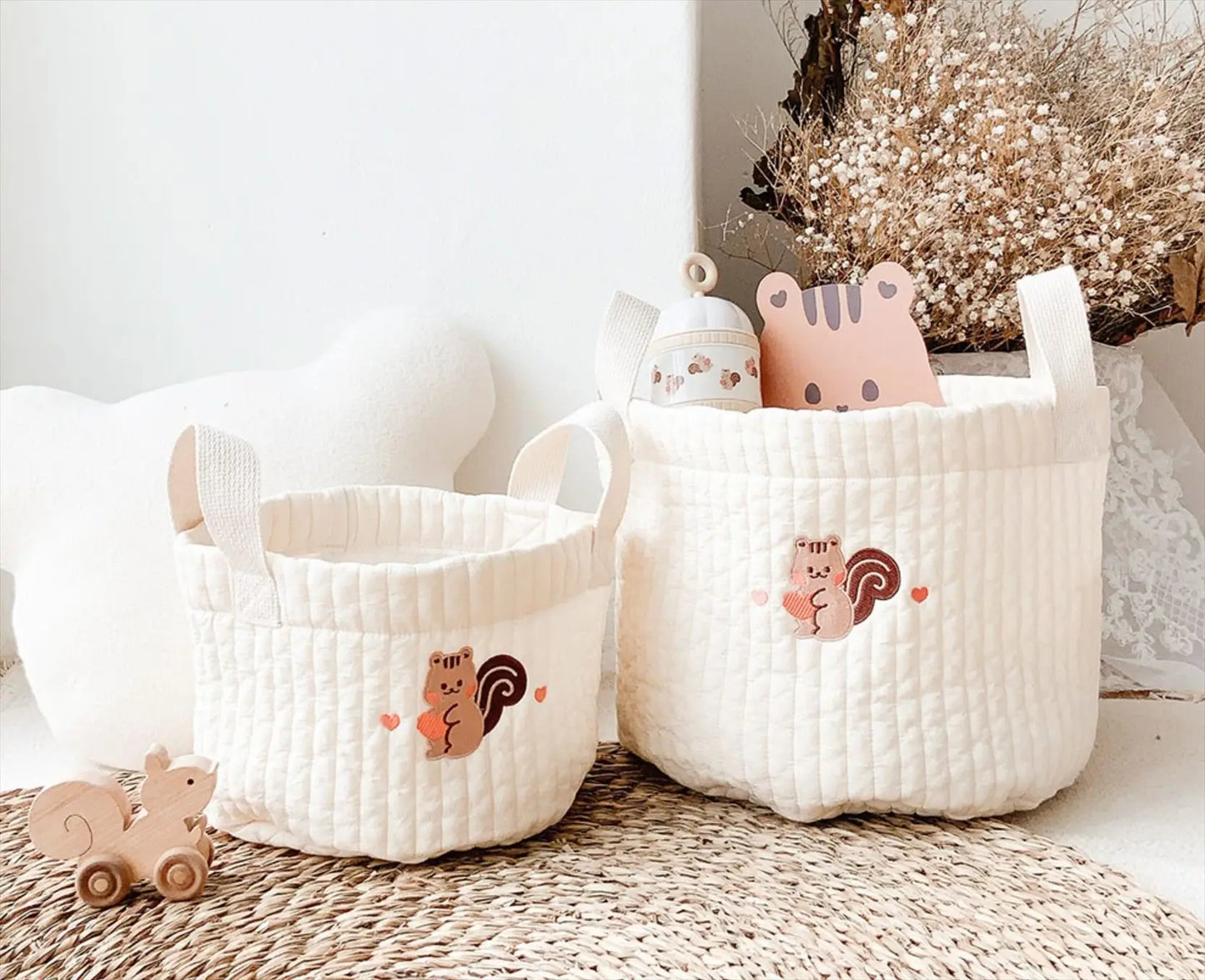 INS Baby Bags Cute Bear Embroidery Diaper Bag Caddy Nappy Cart Storage Mummy Maternity Bag for Newborn Diapers Toys Organizers