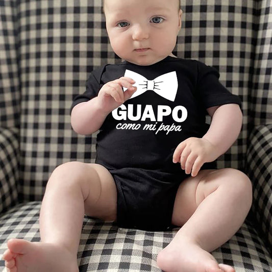 Funny Spanish Infant Newborn Crawling Rompers Guapo Como Mi Papa Boys Baby Casual Bodysuits Clothing Outfits New Dad Best Gifts