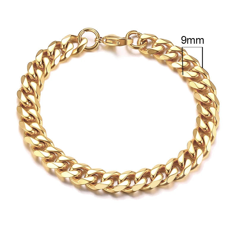 Chain Bracelet for Men, Stainless Steel Cuban Link Chain Wristband Classic Male Jewelry