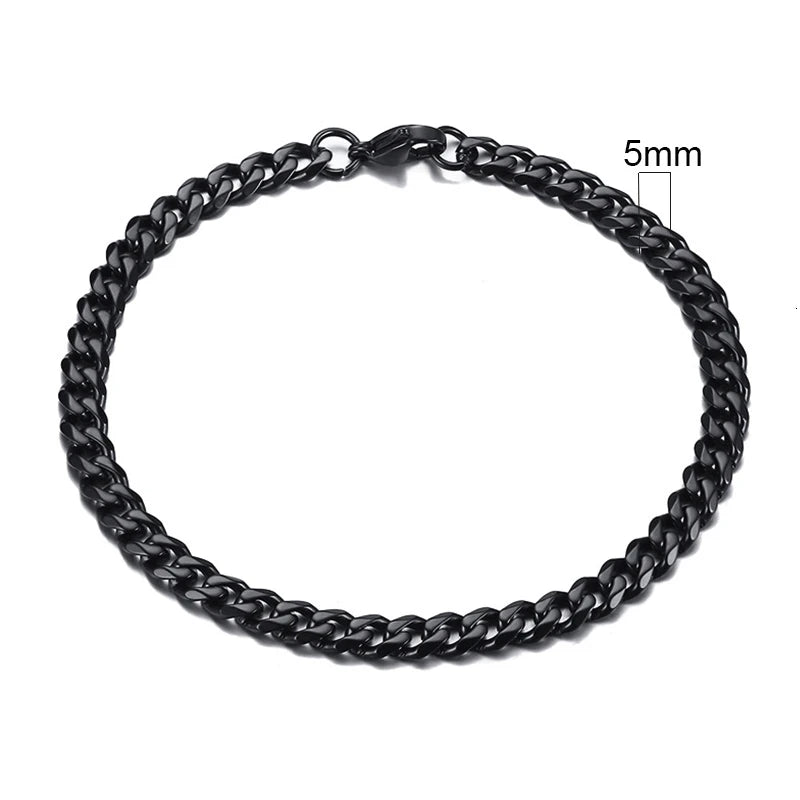 Chain Bracelet for Men, Stainless Steel Cuban Link Chain Wristband Classic Male Jewelry