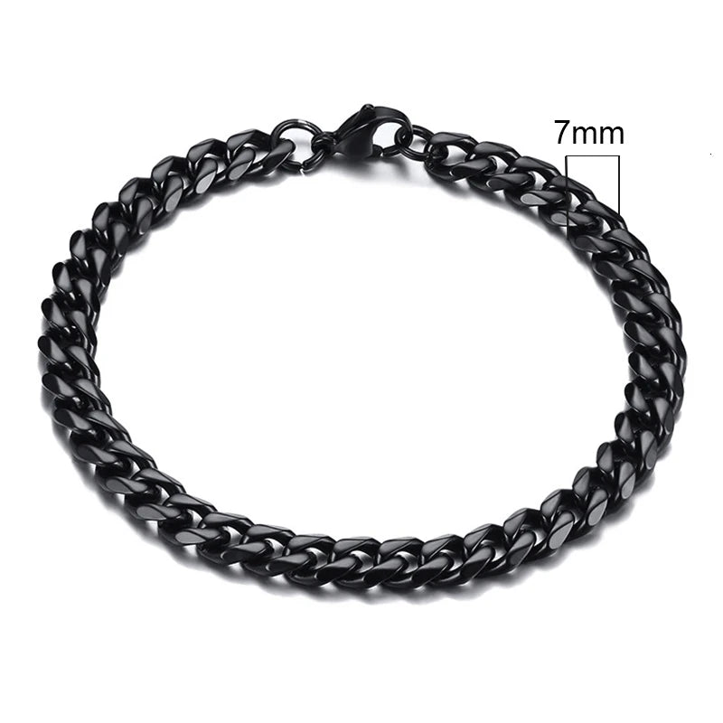 Chain Bracelet for Men, Stainless Steel Cuban Link Chain Wristband Classic Male Jewelry