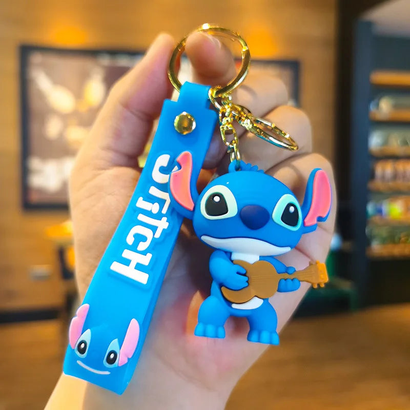 New Anime Disney Keychain Cartoon Mickey Mouse Minnie Lilo & Stitch Cute Doll Keyring Ornament Key Chain Pendant Kids Toys Gifts