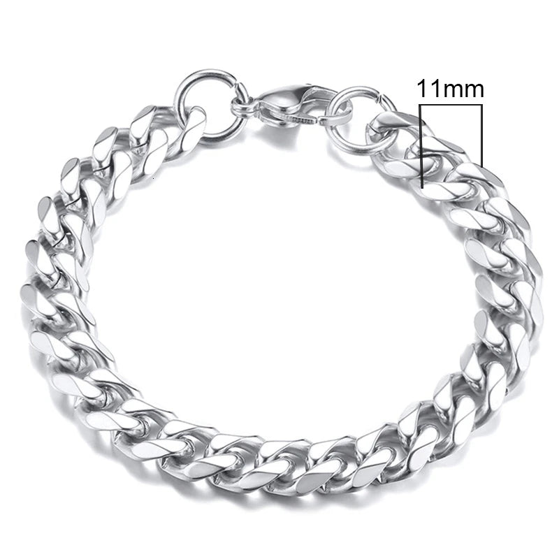 Chain Bracelet for Men, Stainless Steel Cuban Link Chain Wristband Classic Male Jewelry