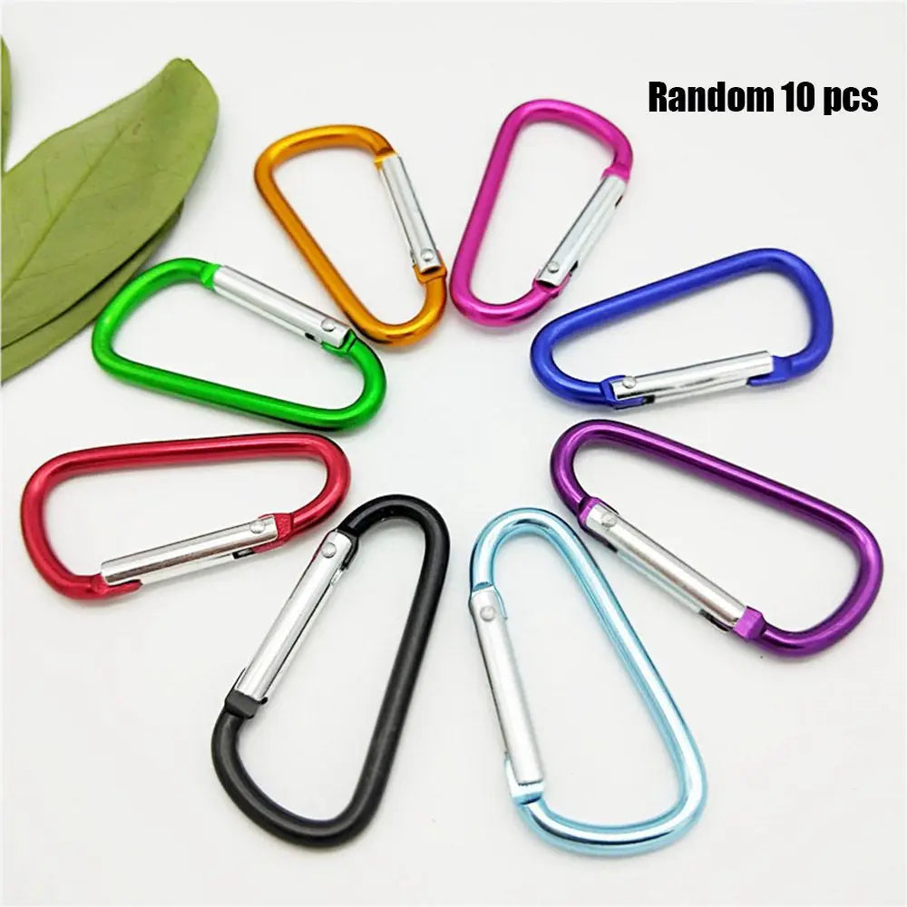 5/10pcs Random Outdoor Sports Multicolor Aluminium Safety Camping Hiking Hook Alloy Carabiner Buckle Keychain Climbing Button