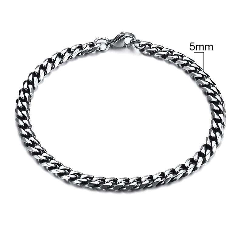 Chain Bracelet for Men, Stainless Steel Cuban Link Chain Wristband Classic Male Jewelry