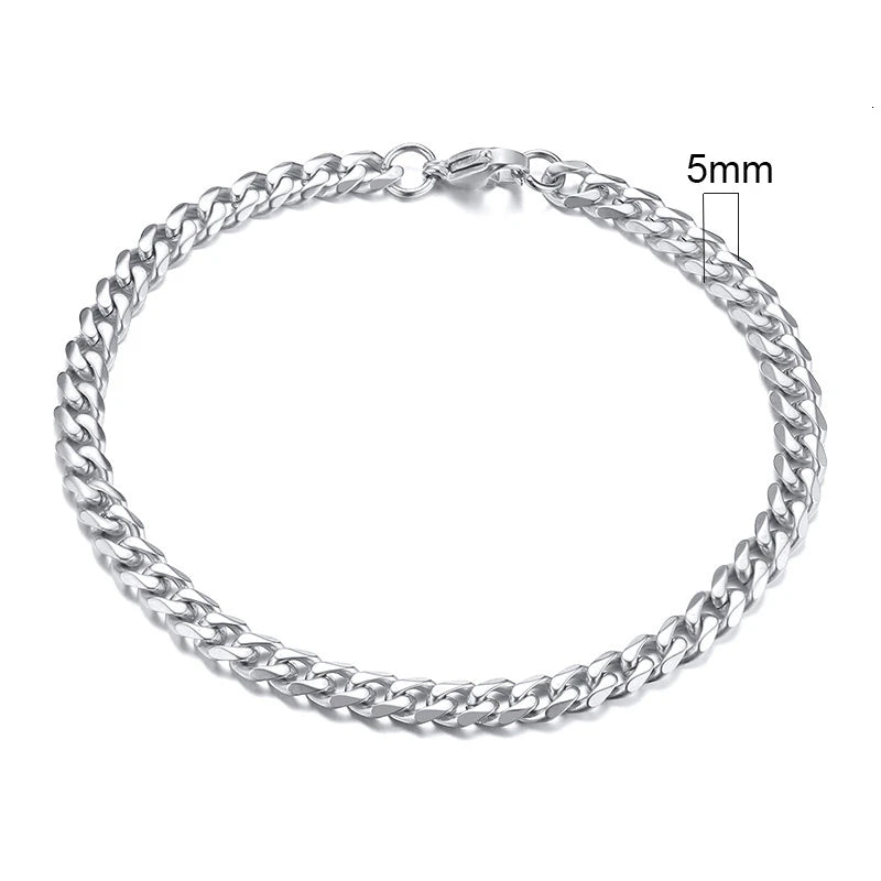 Chain Bracelet for Men, Stainless Steel Cuban Link Chain Wristband Classic Male Jewelry