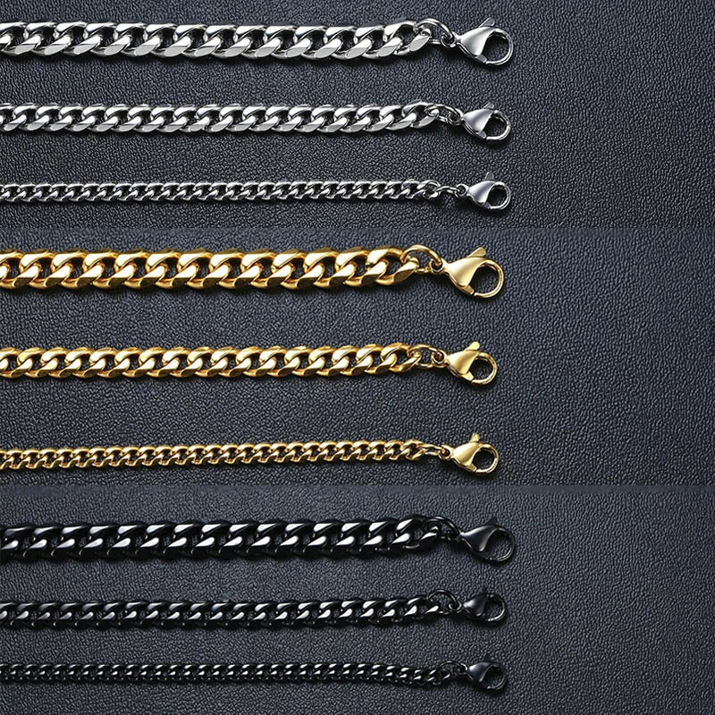 Chain Bracelet for Men, Stainless Steel Cuban Link Chain Wristband Classic Male Jewelry