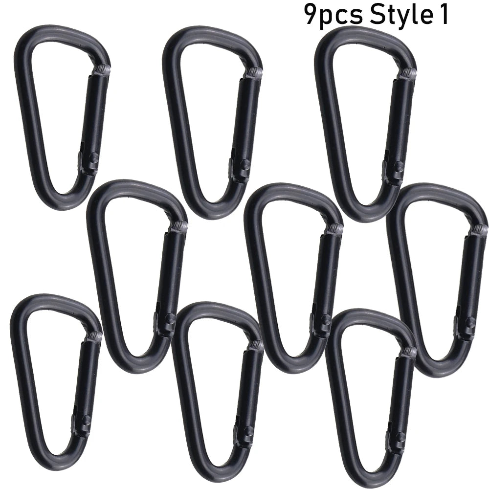 3/6/9pcs Quickdraws Climbing Camping Hiking Packback Buckles D Carabiner Snap Clip Water Bottle Hooks Keychain