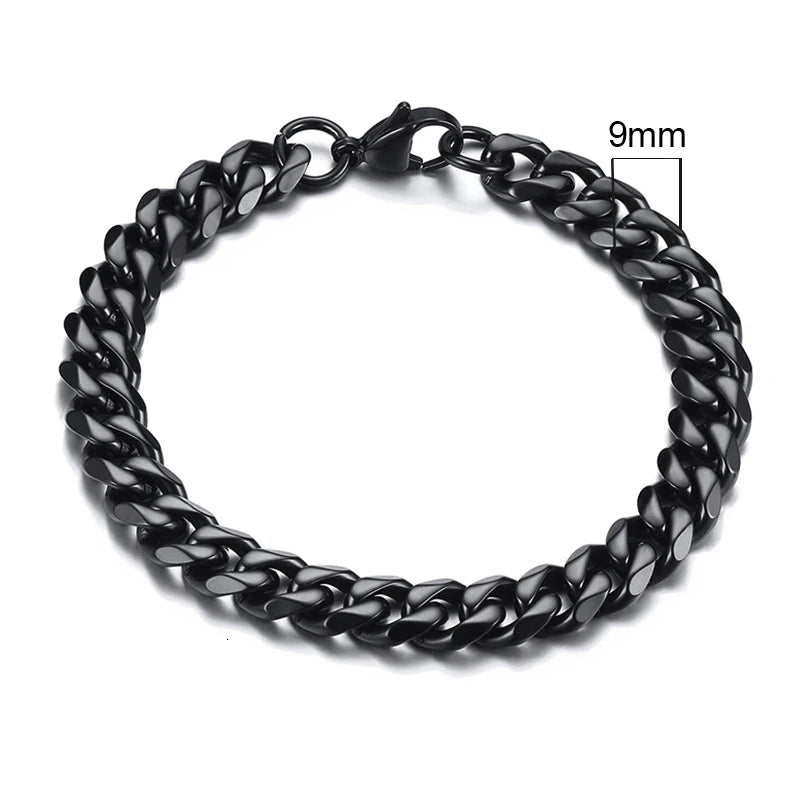 Chain Bracelet for Men, Stainless Steel Cuban Link Chain Wristband Classic Male Jewelry