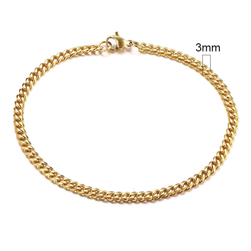 Chain Bracelet for Men, Stainless Steel Cuban Link Chain Wristband Classic Male Jewelry