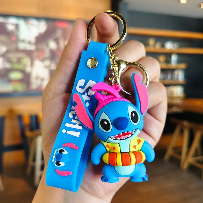 New Anime Disney Keychain Cartoon Mickey Mouse Minnie Lilo & Stitch Cute Doll Keyring Ornament Key Chain Pendant Kids Toys Gifts