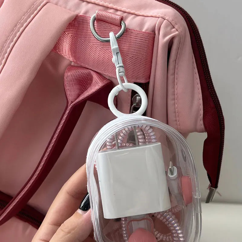 Transparent Storage Bags Keychain Data Line Coin Toys Organizer Case Thicken Clear Wallet Keyring Car Key Holder Jewelry Gifts